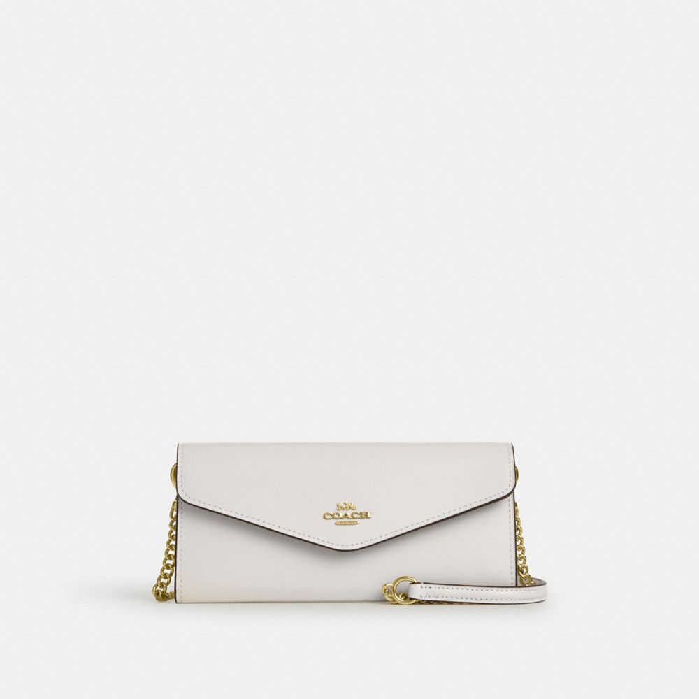 Coach Klare Wallet With Chain Gold Chalk