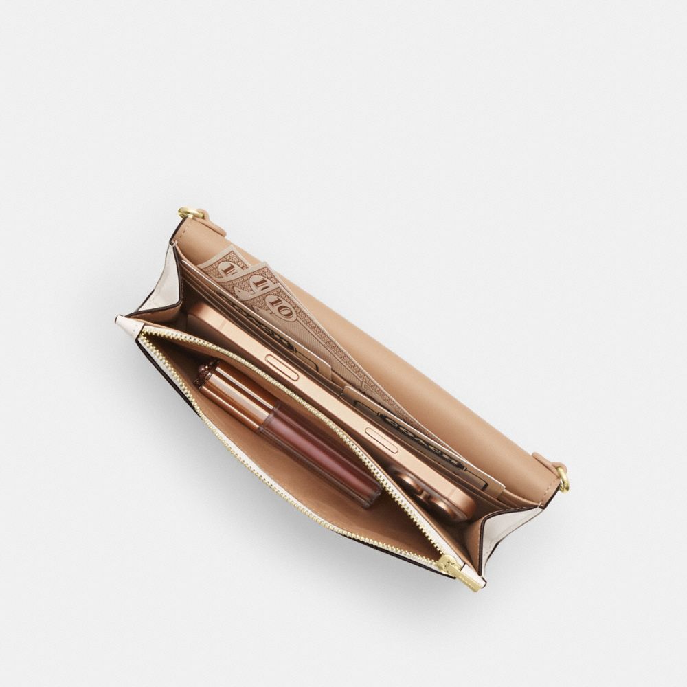 Coach Klare Wallet With Chain Gold Chalk