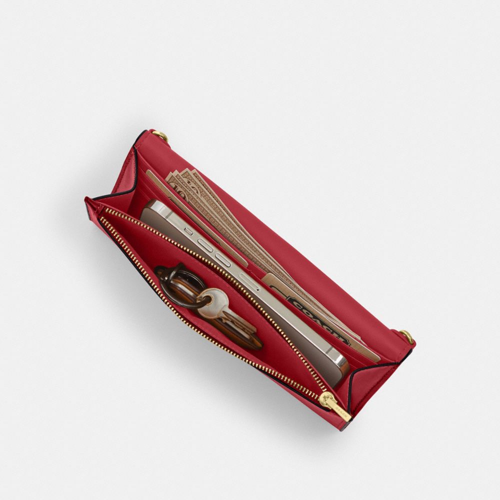 Coach Klare Wallet With Chain Gold True Red