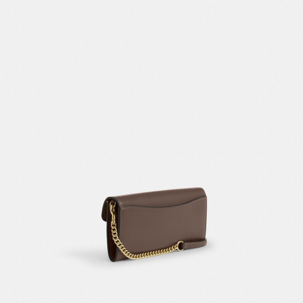 Coach Klare Wallet With Chain Gold Dark Stone