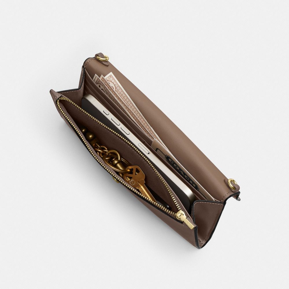 Coach Klare Wallet With Chain Gold Dark Stone