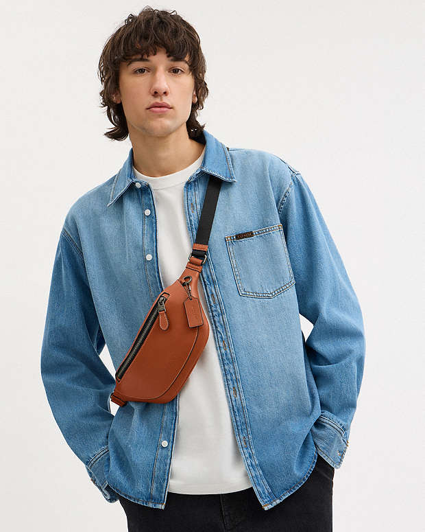 Warren Mini Belt Bag Smooth Leather-Gunmetal-Tan Smooth Leather-Gunmetal-Tan