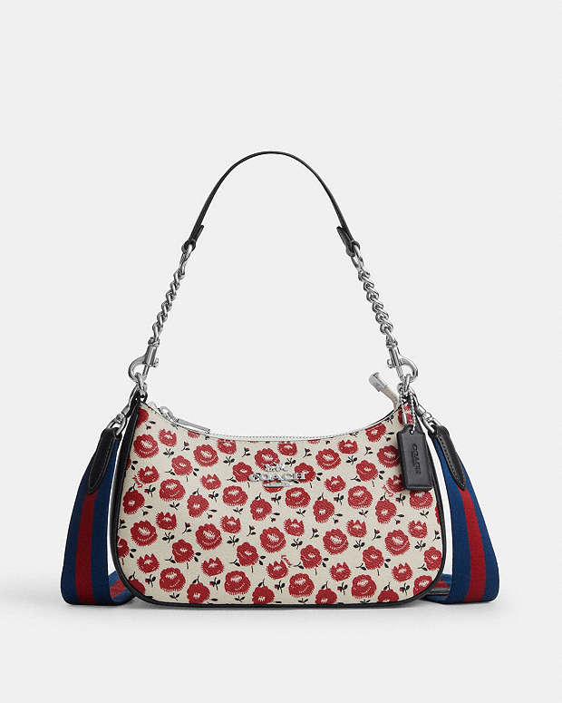 Teri Shoulder Bag With Floral Print Silver-Chalk-Black Multi Silver-Chalk-Black Multi