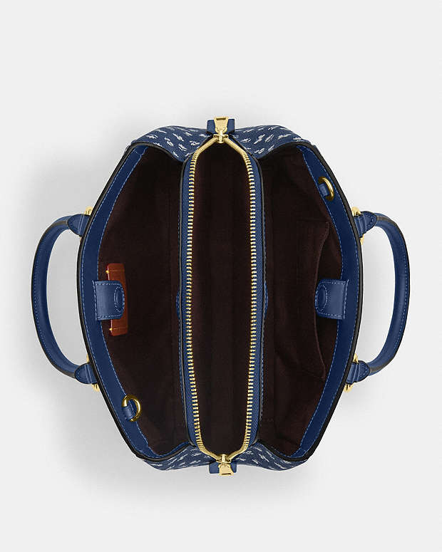 Savannah Small Carryall Bag With Floral Print Gold-Deep Blue Multi Gold-Deep Blue Multi