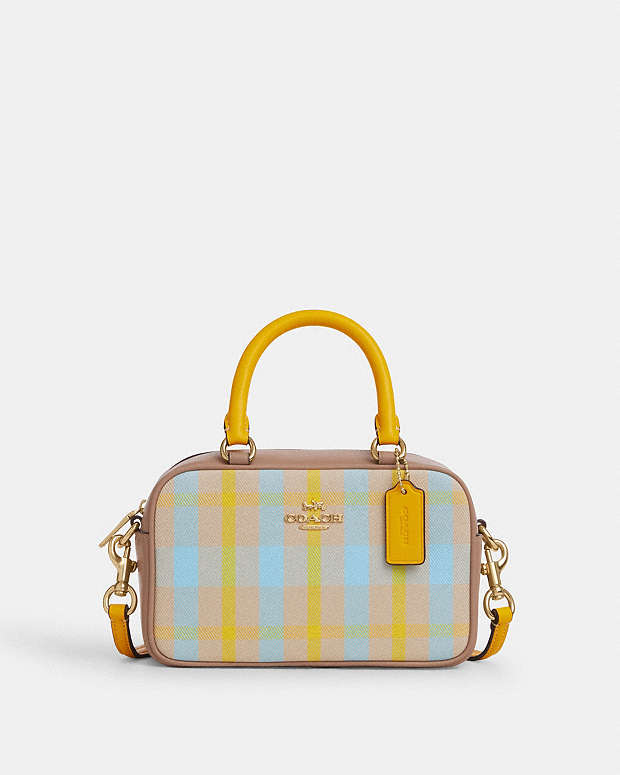 Satchel Crossbody Bag With Plaid Print Im-Bright Maize Multi Im-Bright Maize Multi
