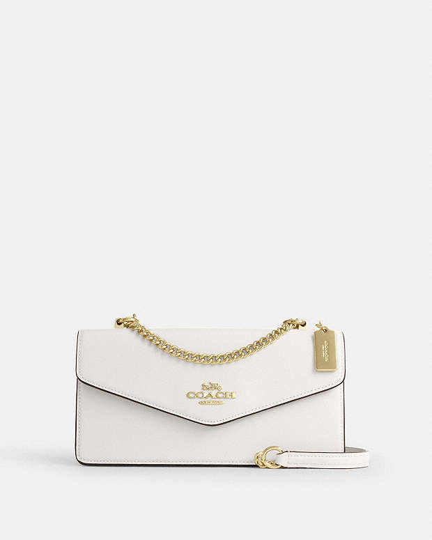 Klare Envelope Crossbody Bag Calf Leather-Gold-Chalk Calf Leather-Gold-Chalk
