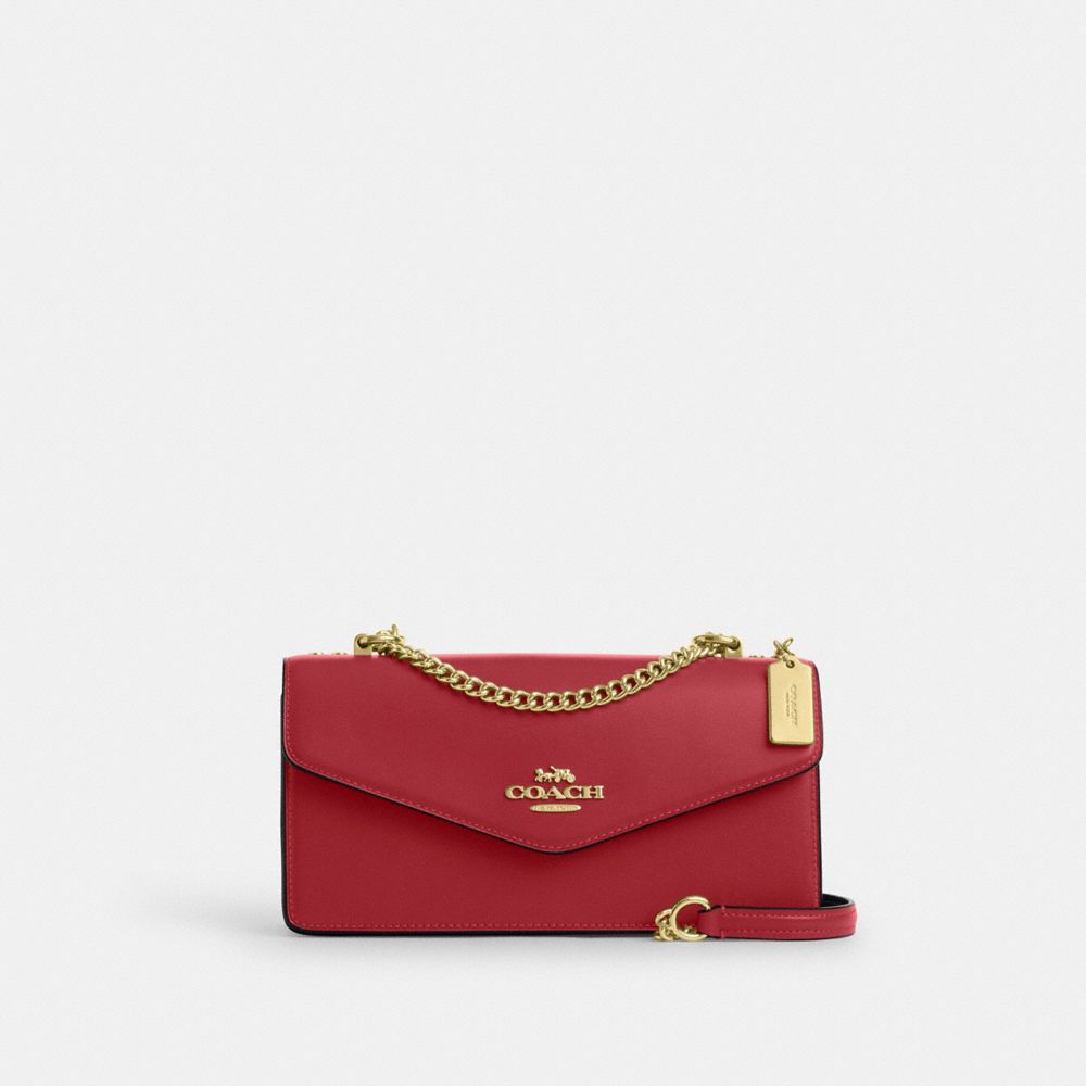 Coach Klare Envelope Crossbody Bag Gold True Red