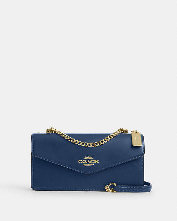 Klare Envelope Crossbody Bag Calf Leather-Gold-Deep Blue Calf Leather-Gold-Deep Blue
