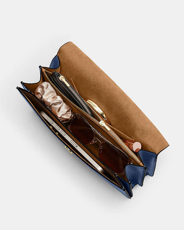 Klare Envelope Crossbody Bag Calf Leather-Gold-Deep Blue Calf Leather-Gold-Deep Blue