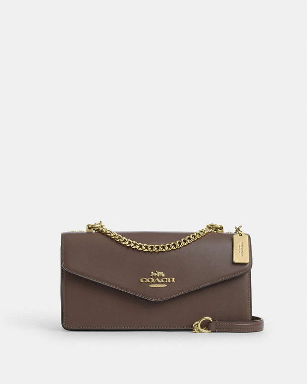 Klare Envelope Crossbody Bag Calf Leather-Gold-Dark Stone Calf Leather-Gold-Dark Stone