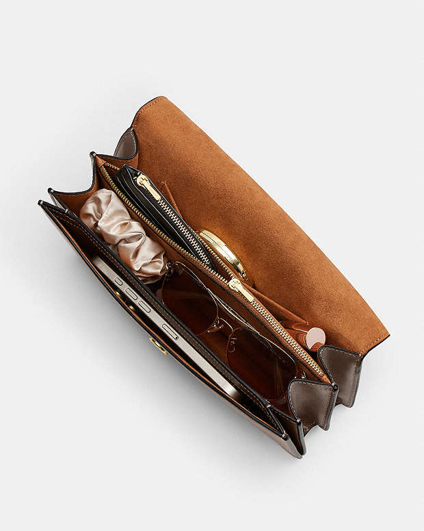 Klare Envelope Crossbody Bag Calf Leather-Gold-Dark Stone Calf Leather-Gold-Dark Stone