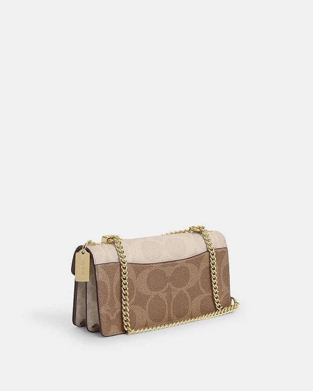 Klare Envelope Crossbody Bag In Blocked Signature Canvas Signature Canvas-Gold-Sand-Tan Signature Canvas-Gold-Sand-Tan