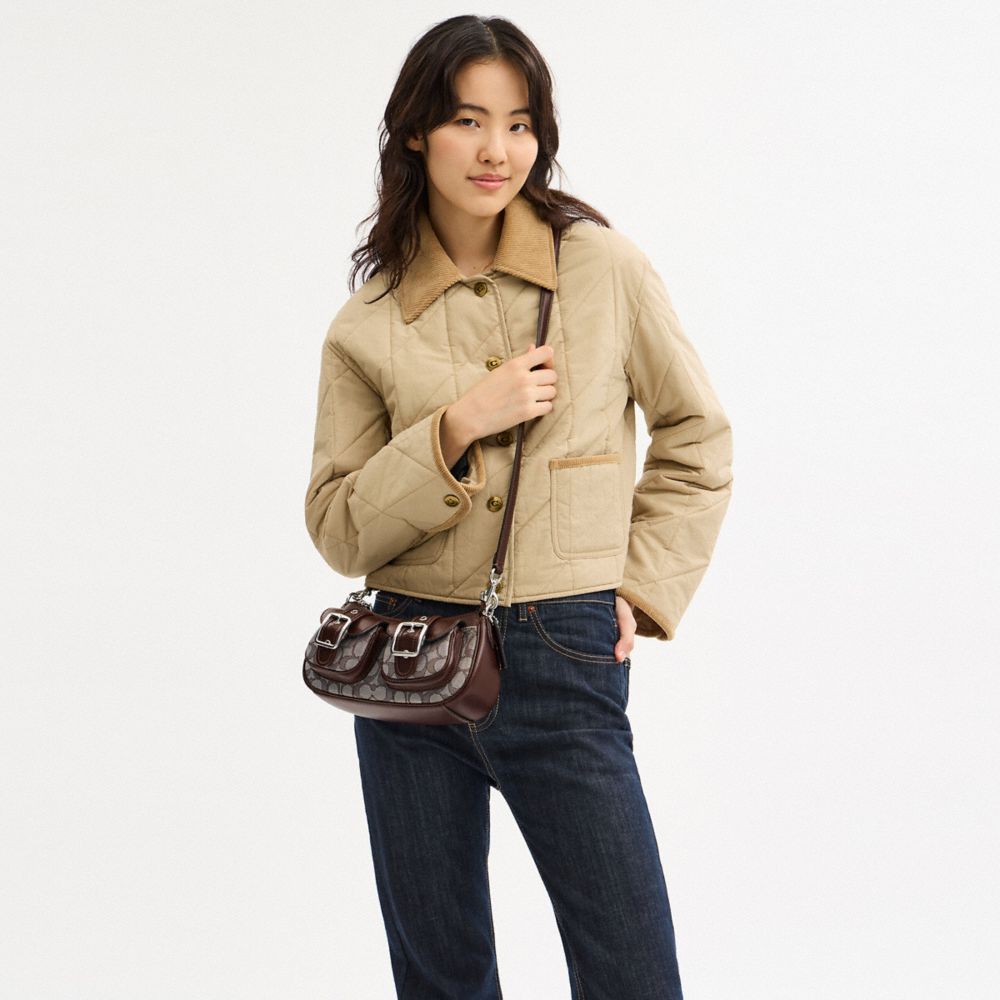 Coach Ashton Bag In Signature Jacquard Silver Oak Maple