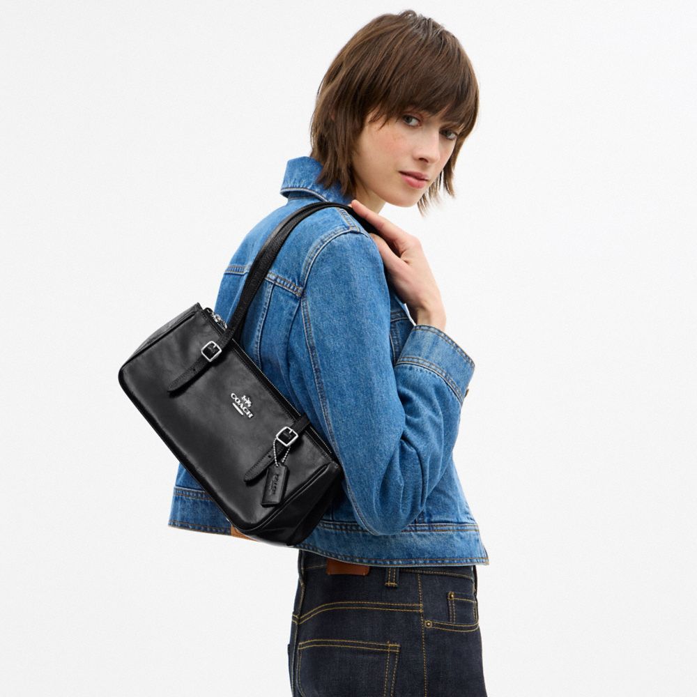 Coach Asher Shoulder Bag Silver Black