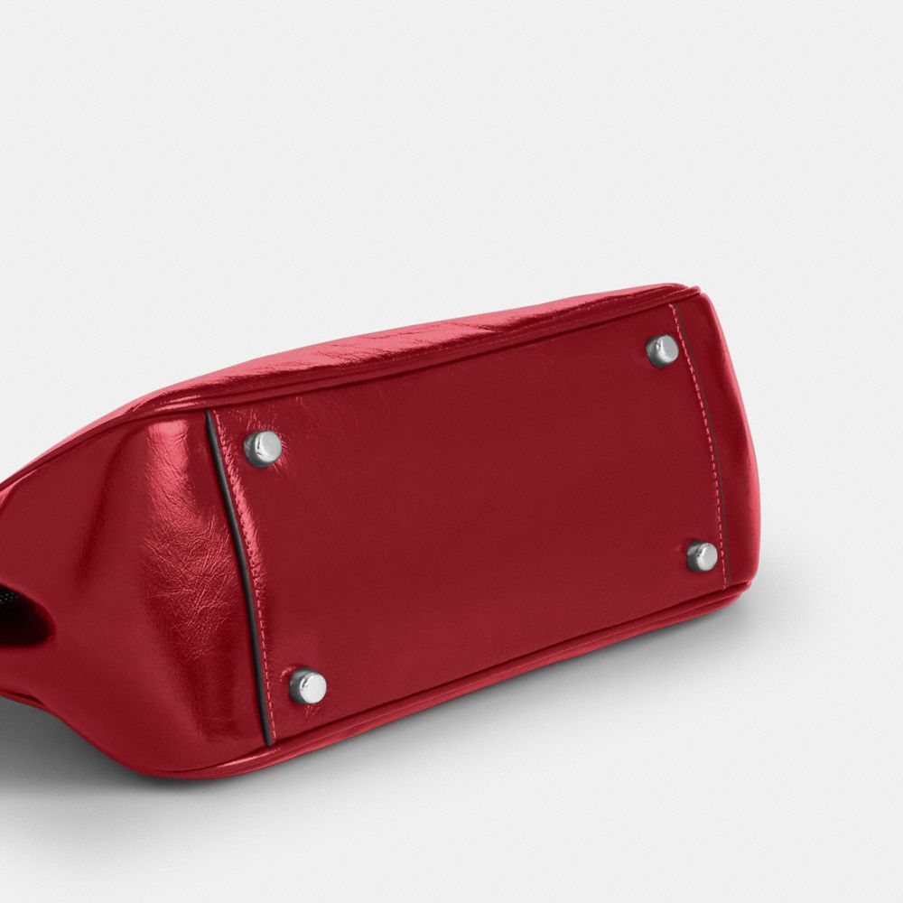 Coach Asher Shoulder Bag Silver Dark Cardinal