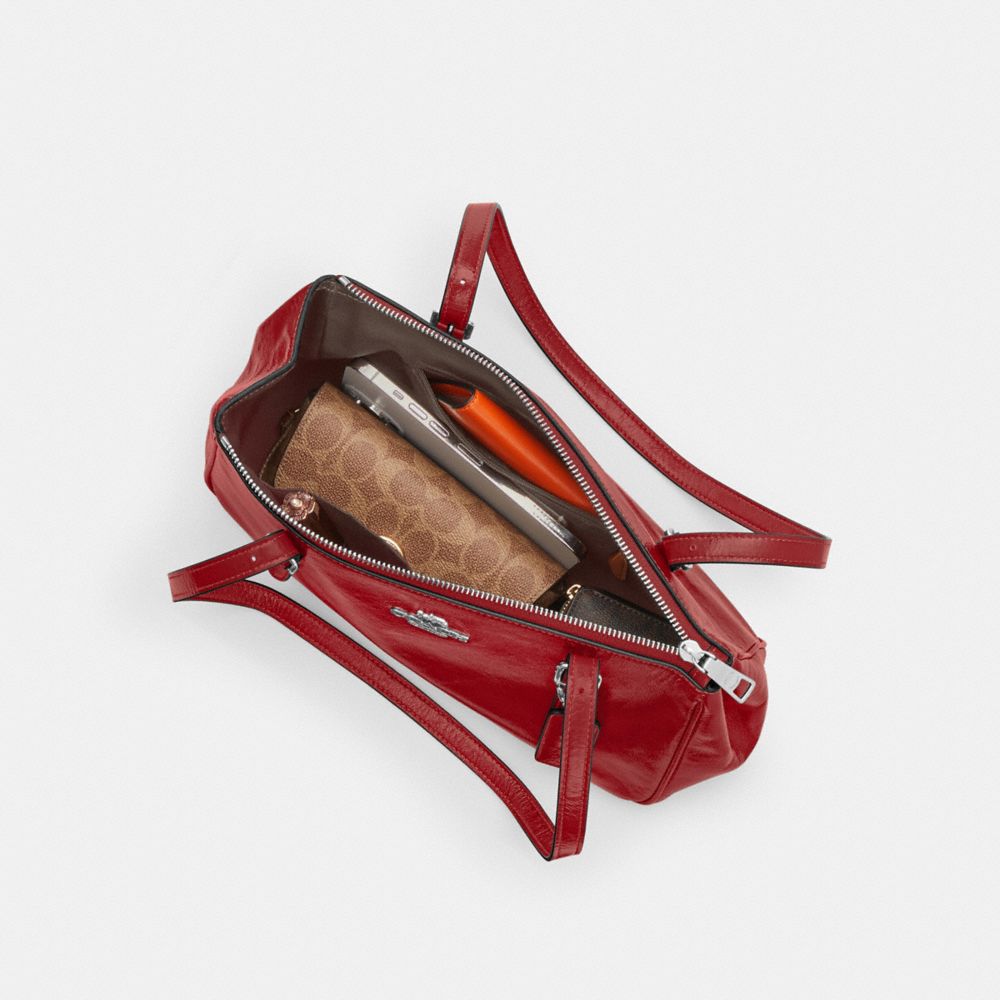 Coach Asher Shoulder Bag Silver Dark Cardinal