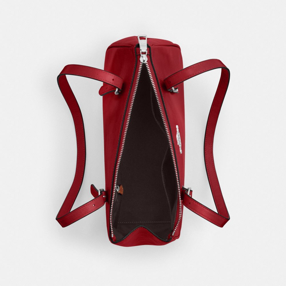 Coach Asher Shoulder Bag Silver Dark Cardinal