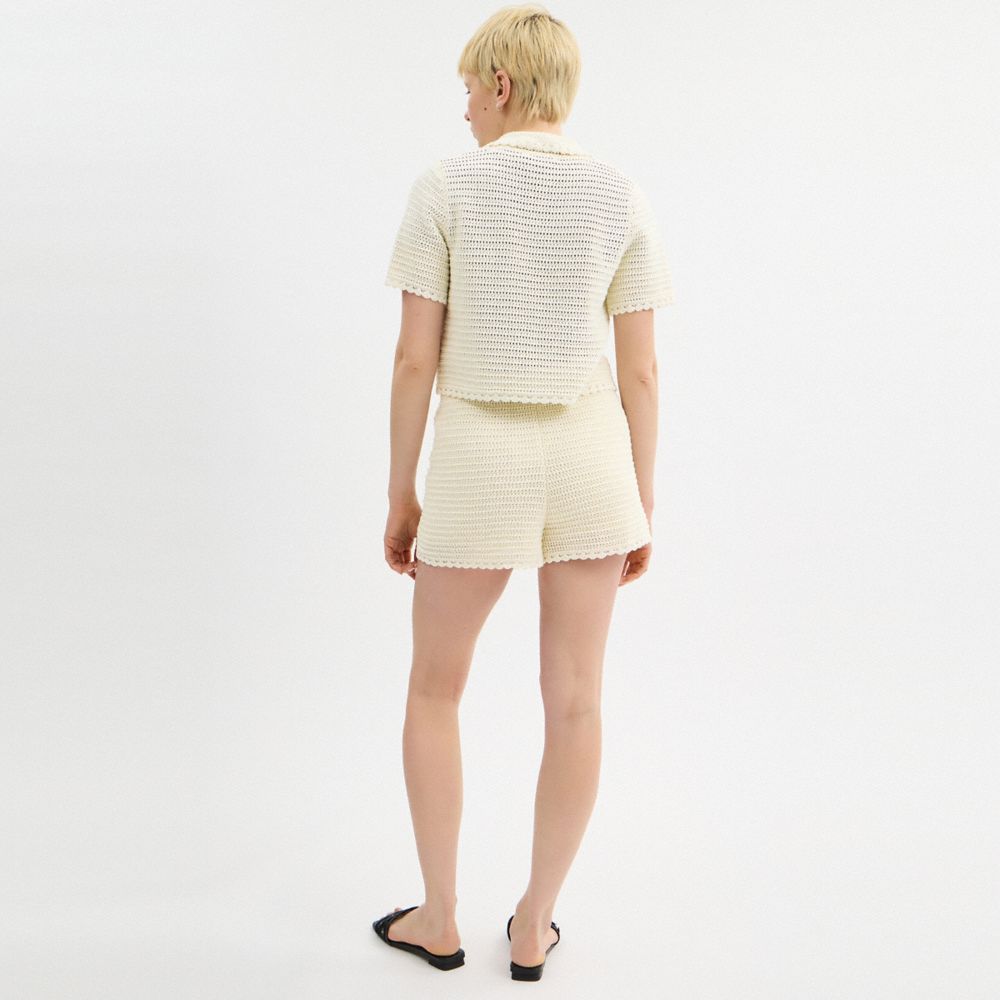 Coach Knit Shorts Cream