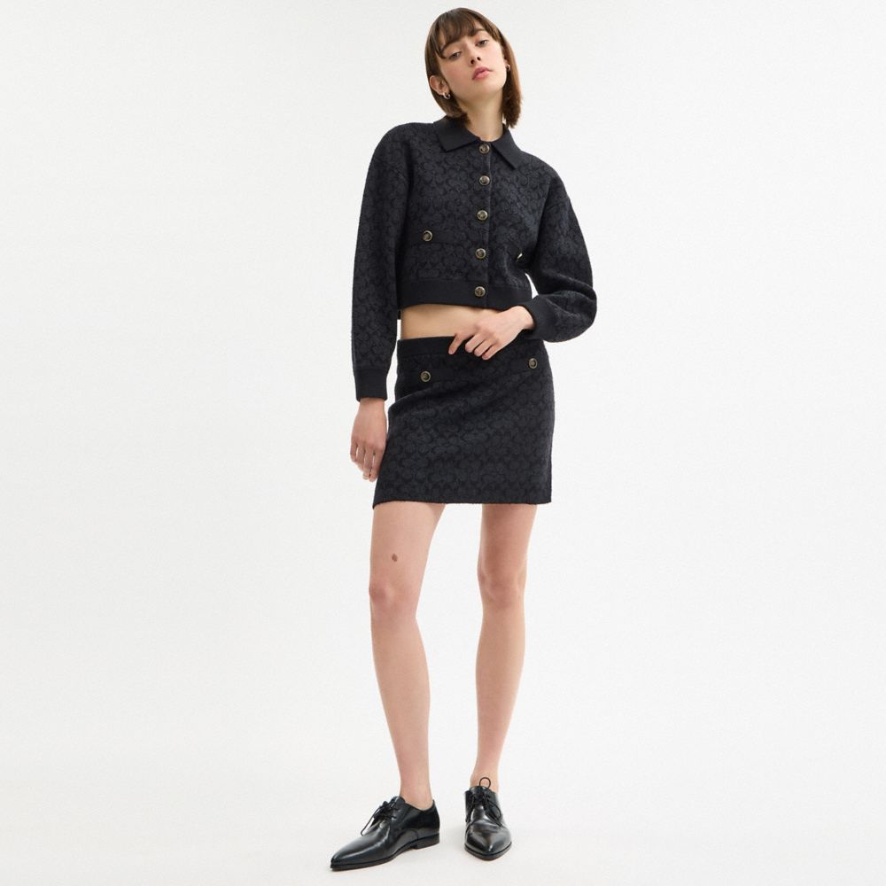 Coach Signature Knit Skirt Black Signature