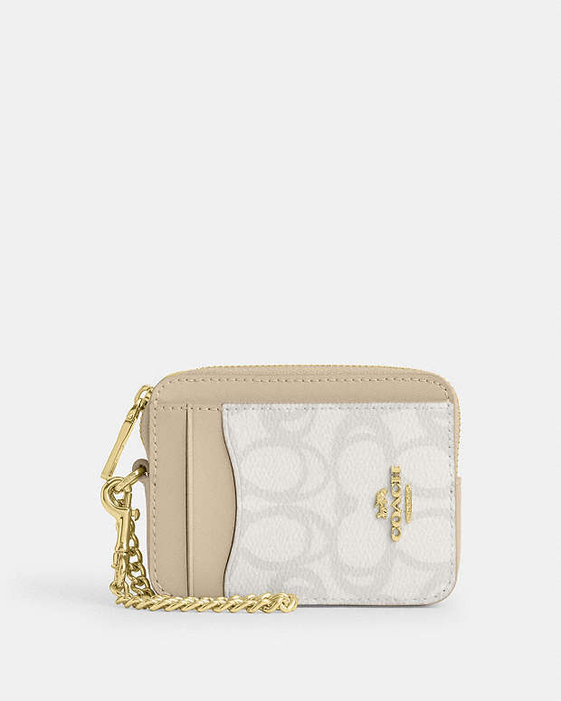 【COACH】チェーンストラップ Zip Card Case/Signature Canvas COACH® Outlet | Zip Card Case In Signature Canvas