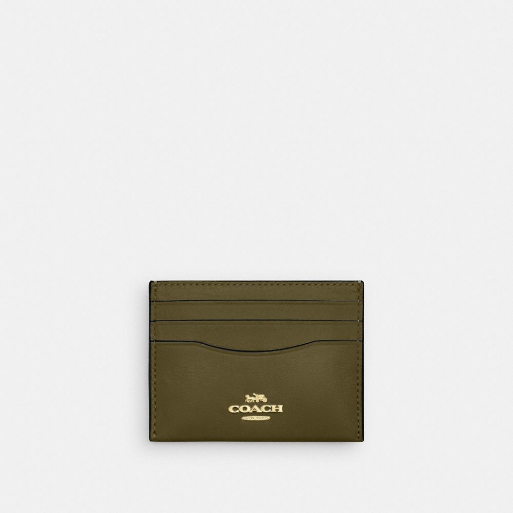 Coach Slim Id Card Case Gold Olive