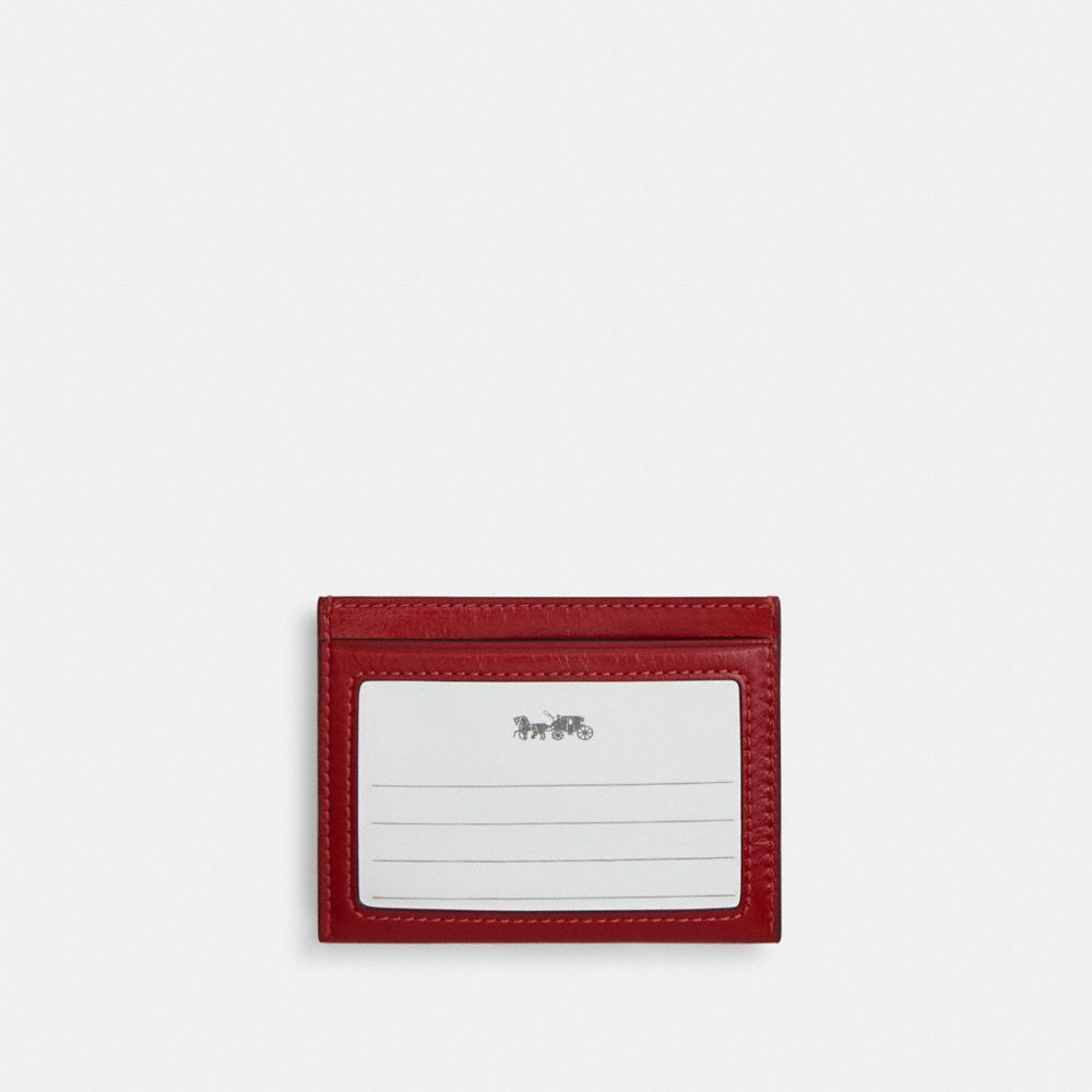 Coach Slim Id Card Case Gold Dark Cardinal