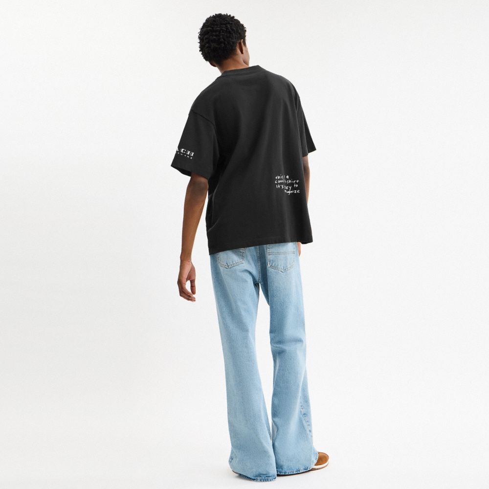Coach Sketch Horse And Carriage Relaxed T Shirt In Organic Cotton Black