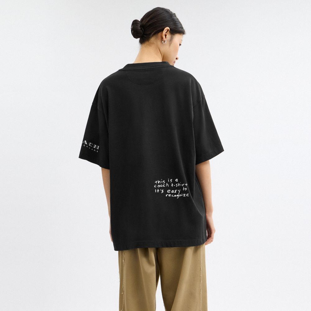 Coach Sketch Horse And Carriage Relaxed T Shirt In Organic Cotton Black