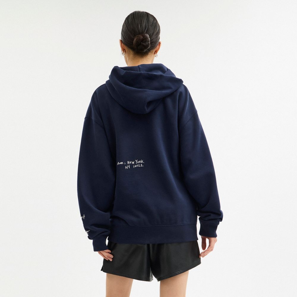 Coach Sketch Horse And Carriage Relaxed Hoodie Navy Multi