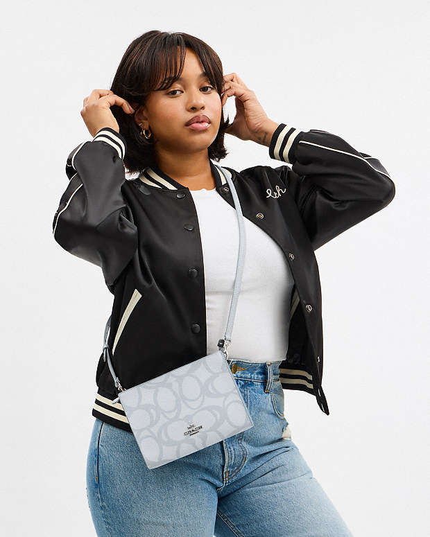 Slim Crossbody Bag In Sketch Signature Canvas Signature Canvas-Silver-Ice Blue Signature Canvas-Silver-Ice Blue