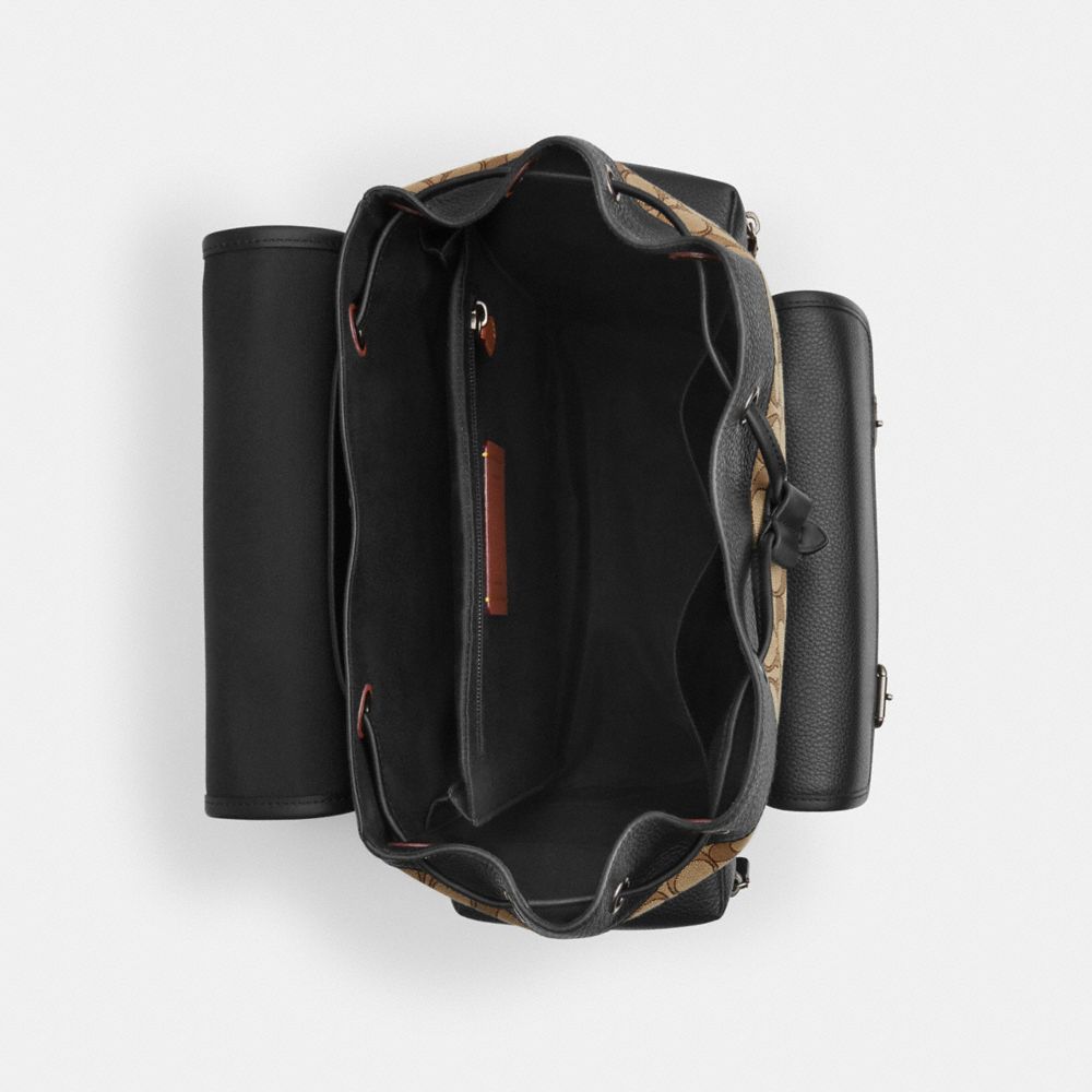Coach Sprint Backpack In Signature Jacquard Gunmetal Tan Black