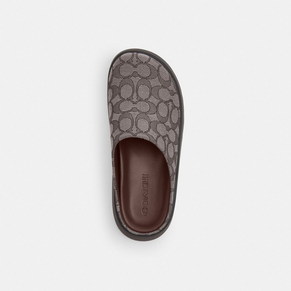 Women's Coach Link Mule In Signature Jacquard Oak Maple