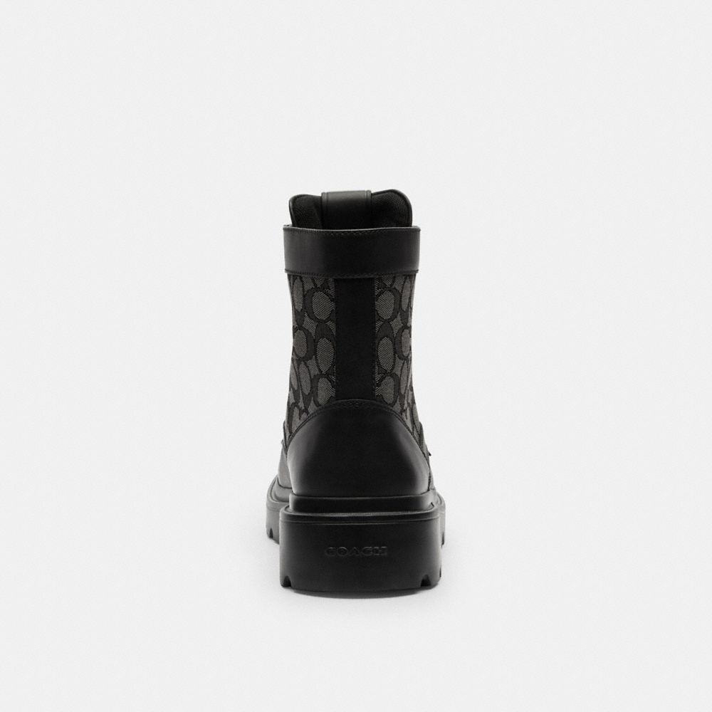 Men's Coach Combat Boot With Signature Jacquard Charcoal