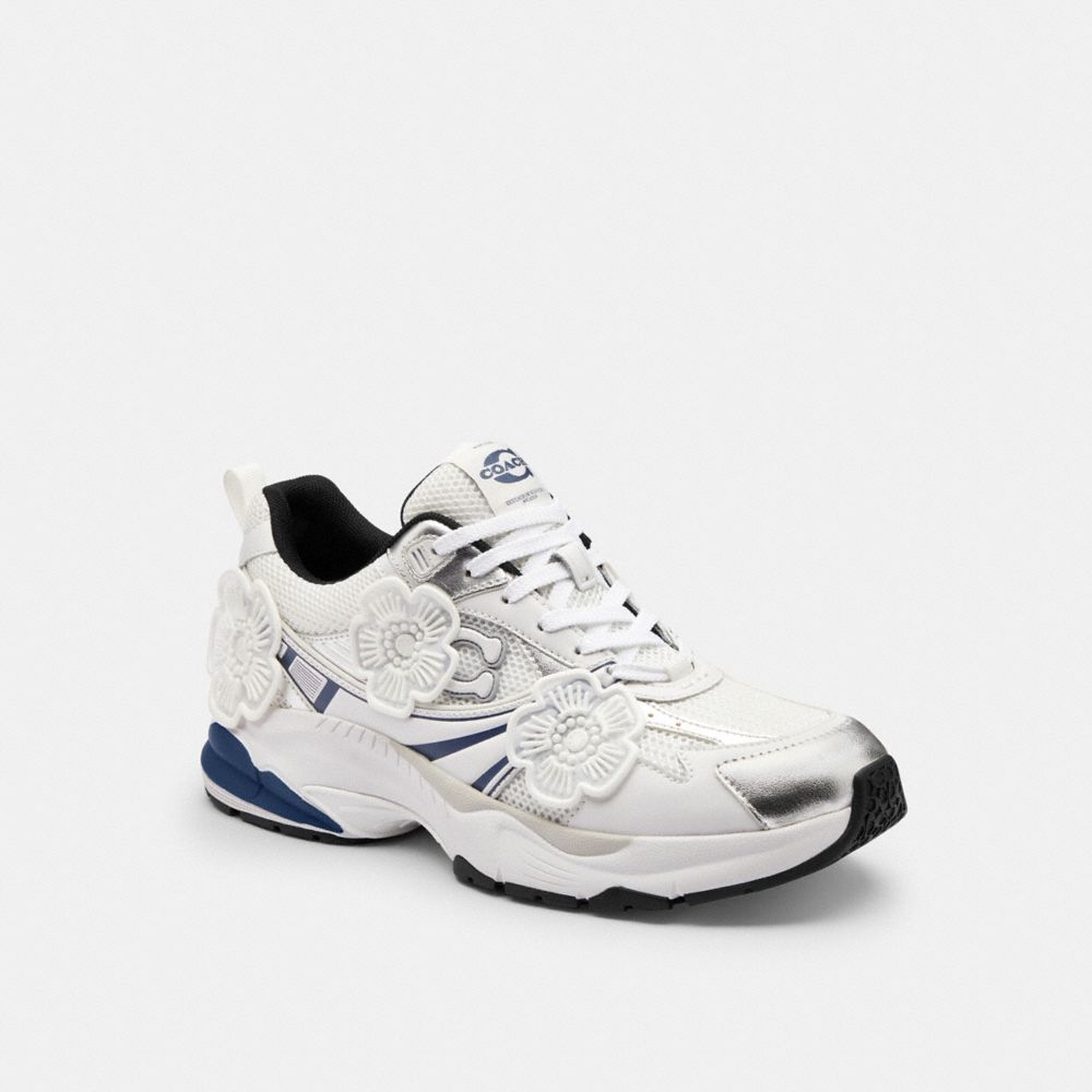 Coach Mesh Sneaker With Tea Rose Deep Blue Multi