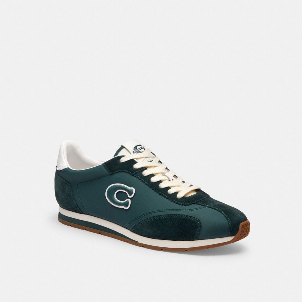 Men's Coach Flat Sneaker Teal Optic White