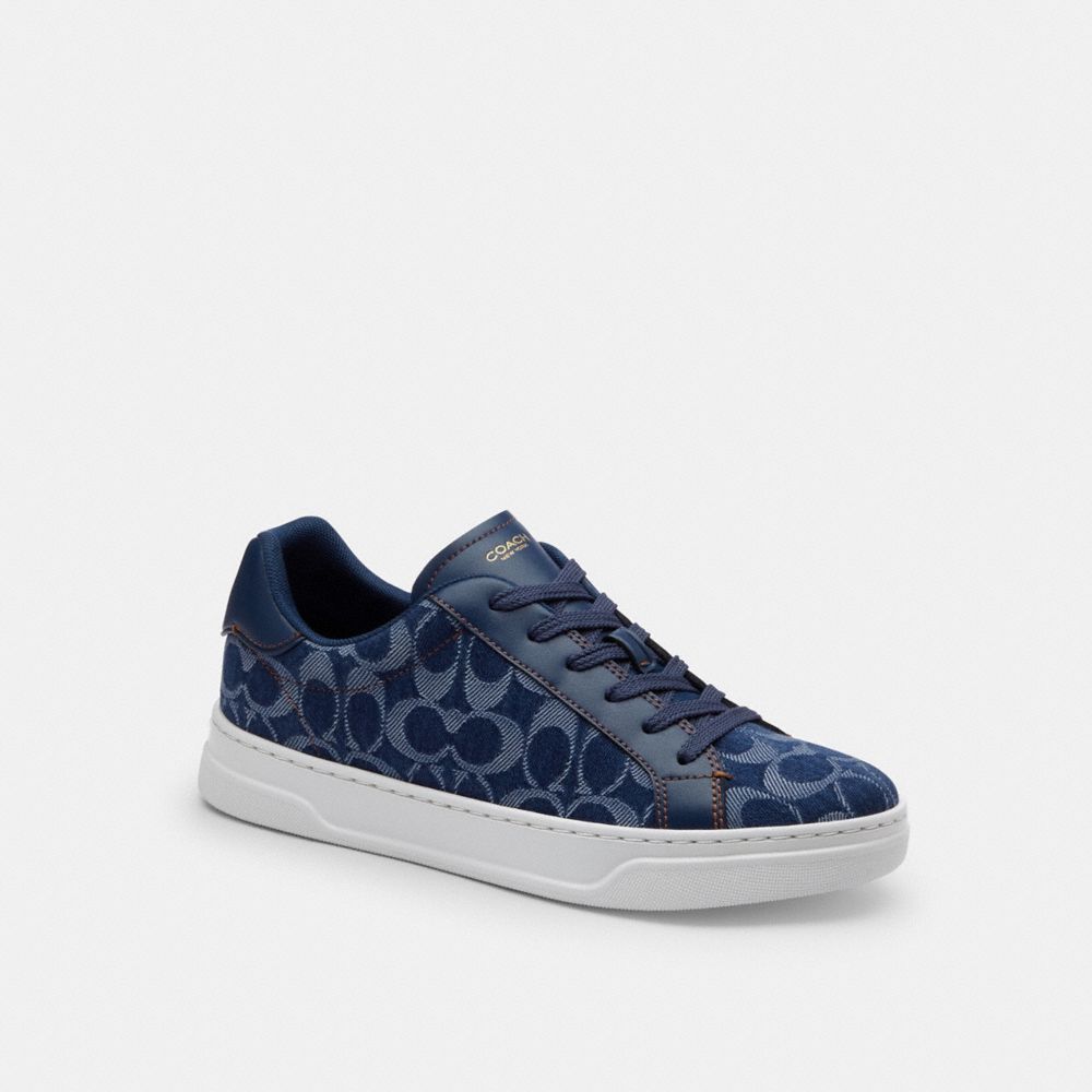 Coach High Line Sneaker In Signature Denim Deep Blue Multi