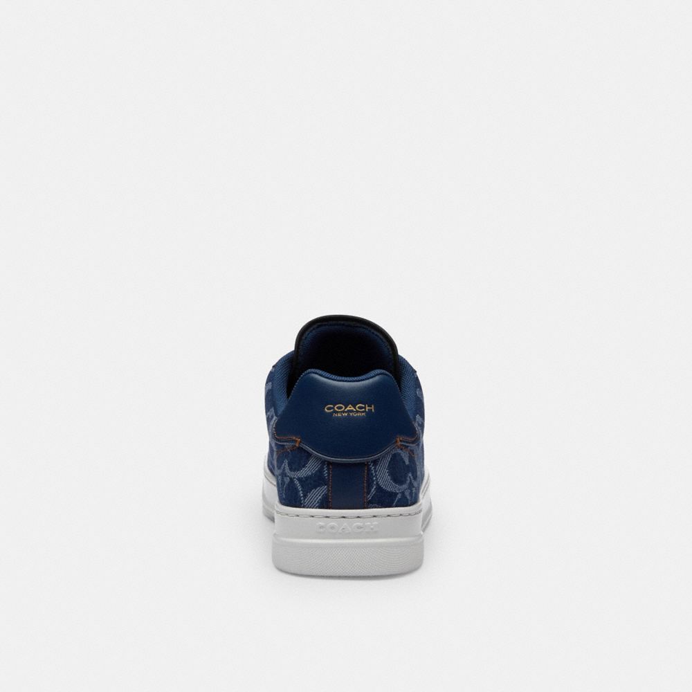 Coach High Line Sneaker In Signature Denim Deep Blue Multi