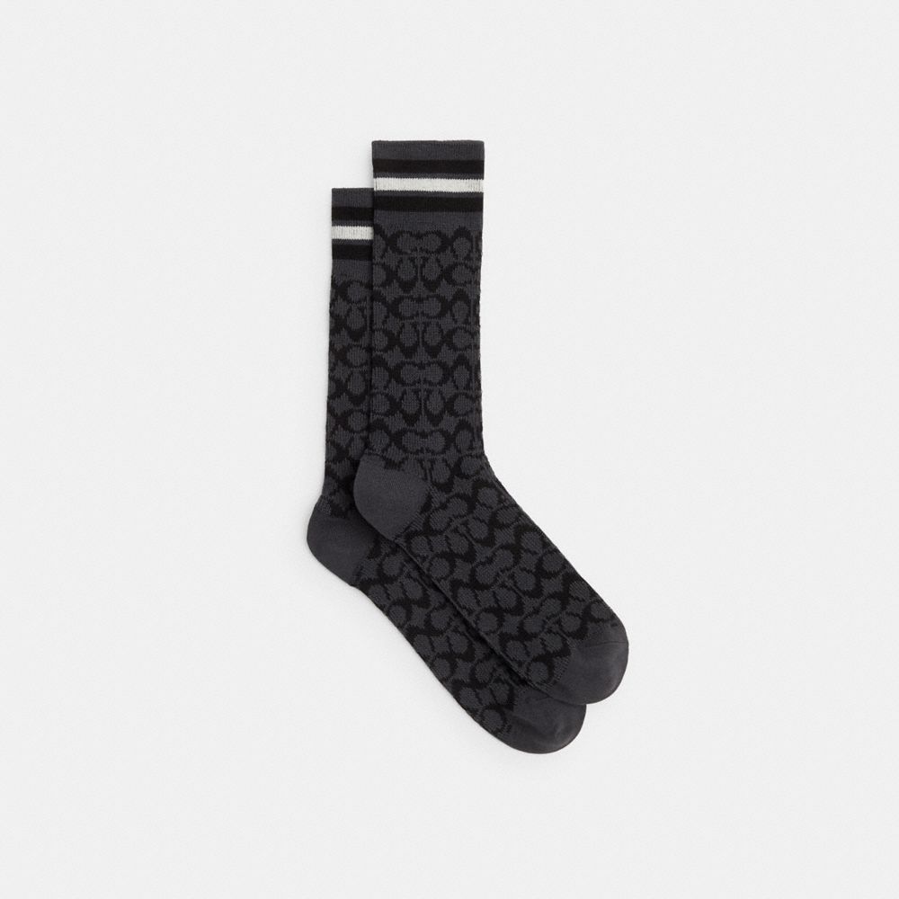 Coach Signature Calf Socks Charcoal