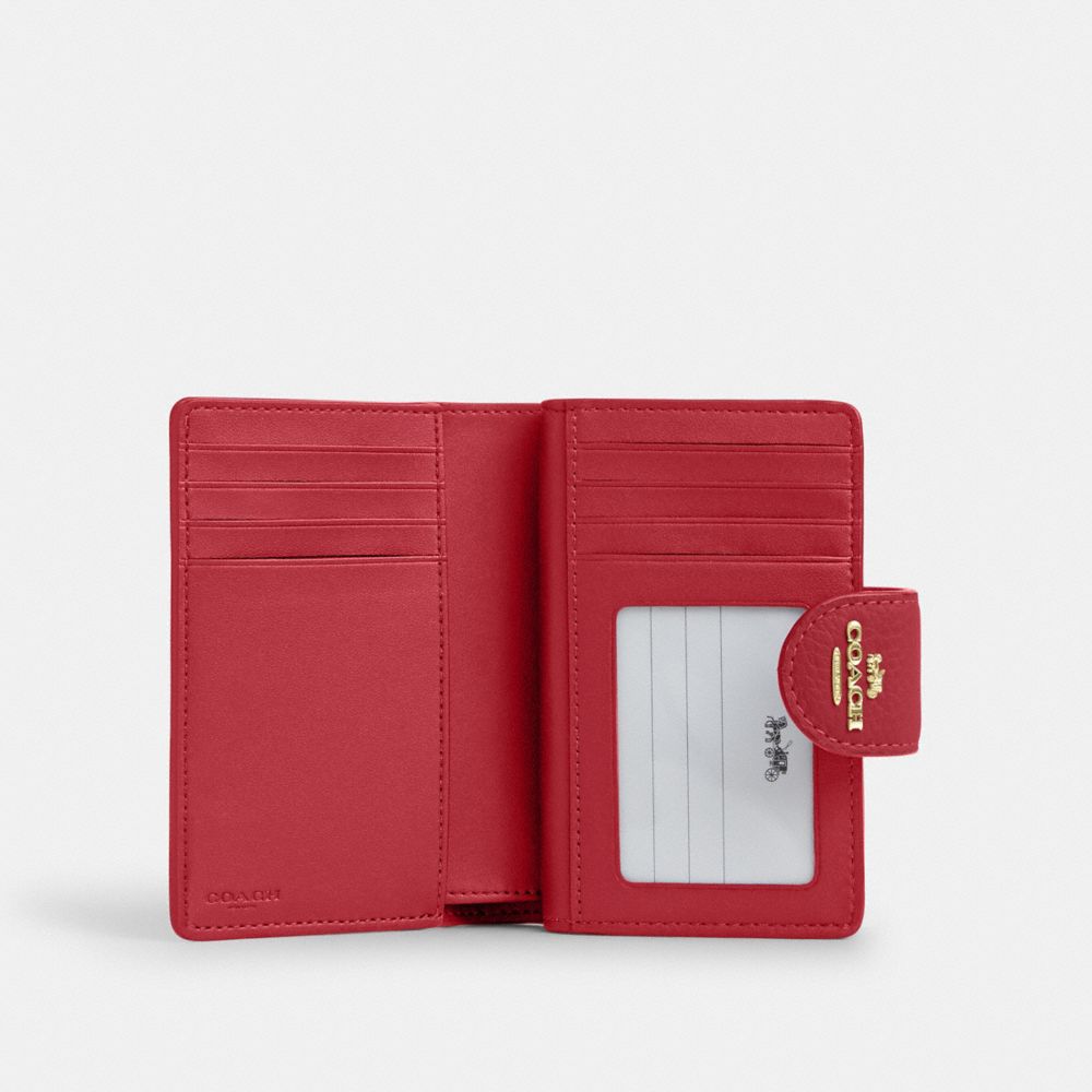 Coach Medium Corner Zip Wallet Gold True Red