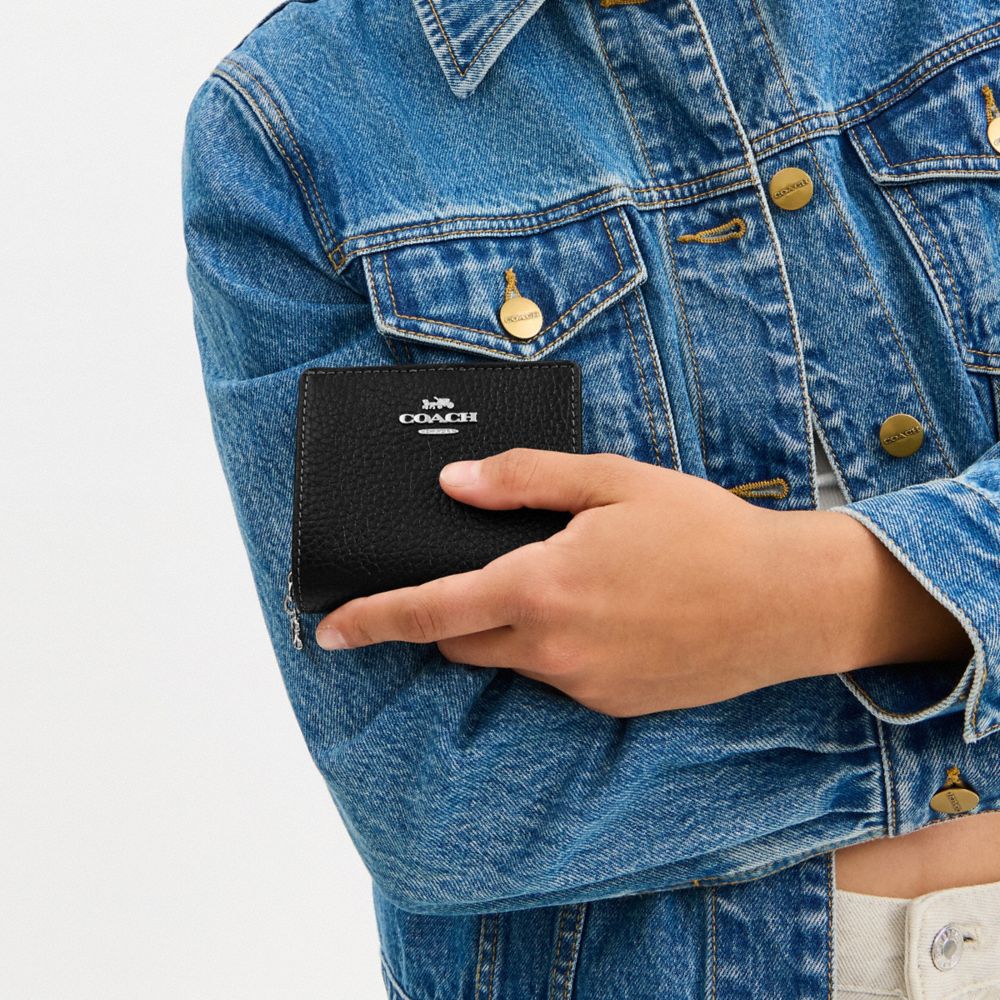 Coach Snap Wallet Silver Black