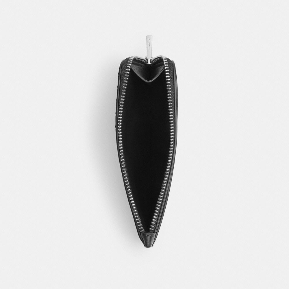 Coach New York Zip Card Case In Loved Leather Silver Black Brown