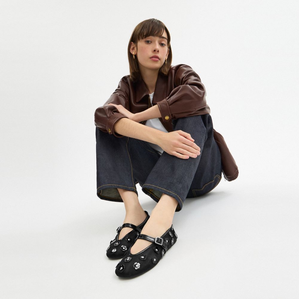 Women's Coach Mary Jane With Tea Rose Black