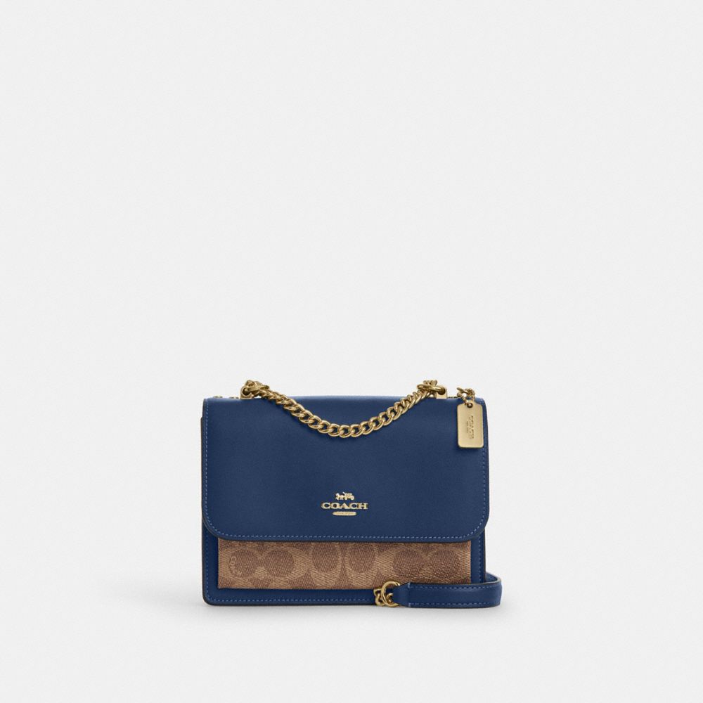Coach Mini Klare Crossbody Bag In Signature Canvas Im Deep Blue Tan