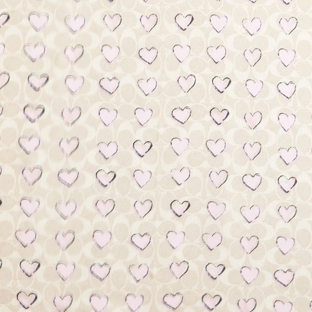 Coach Signature Doodle Heart Print Silk Square Scarf Sand Pink