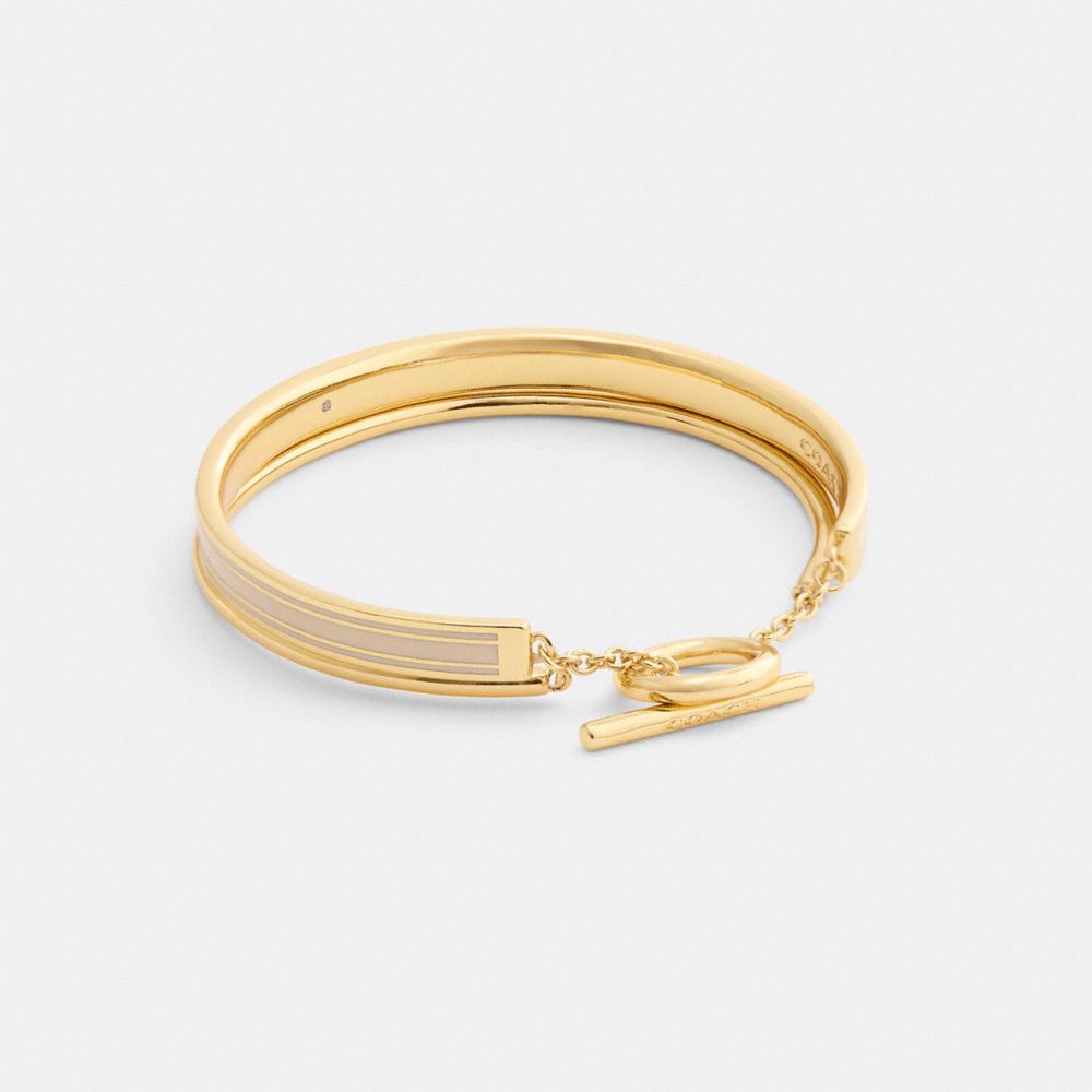 Coach Coach Enamel Double Bangle Bracelet Gold Chalk