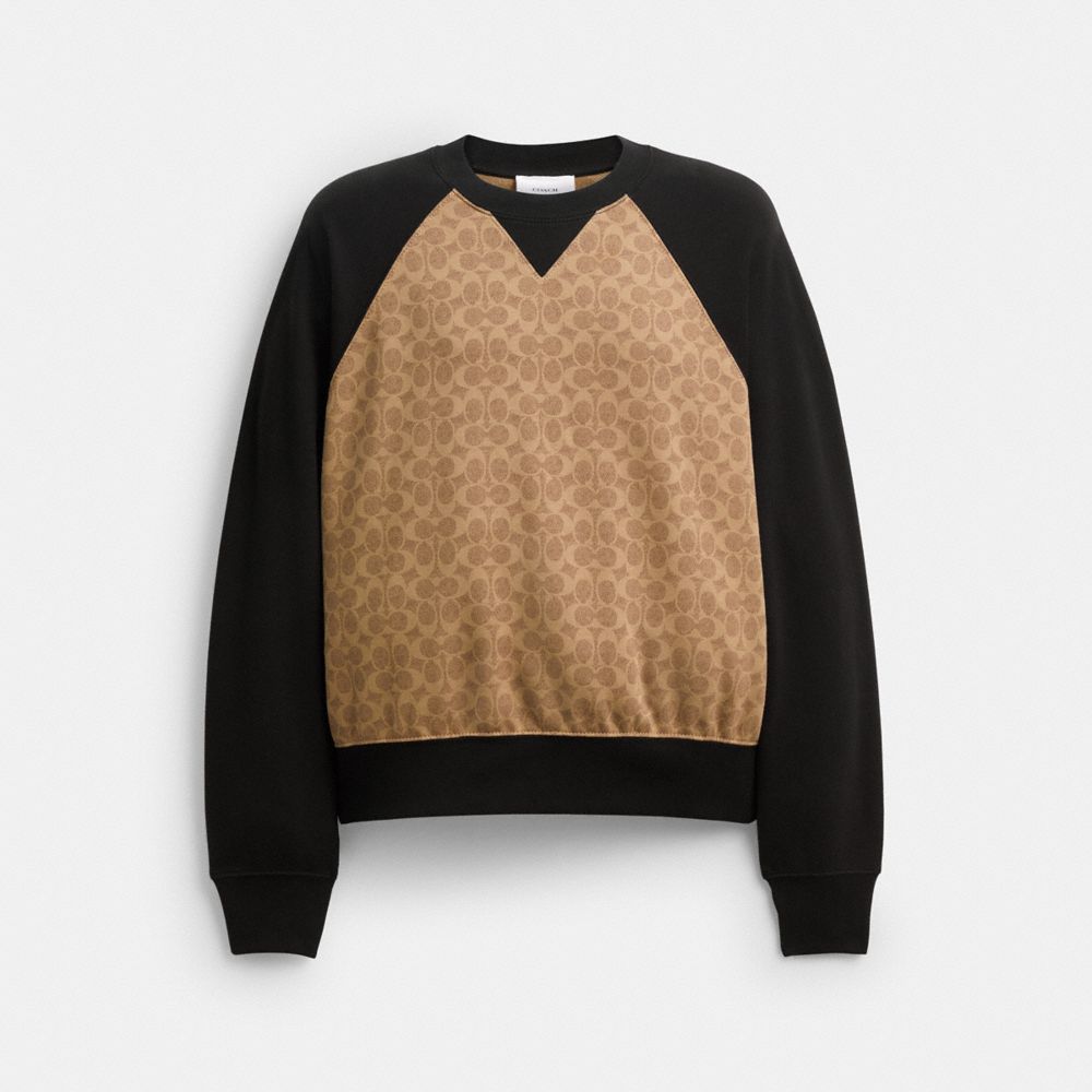 Coach Signature Crewneck Sweatshirt Tan Signature