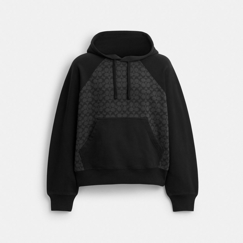 Coach Signature Hoodie In Organic Cotton Charcoal Signature