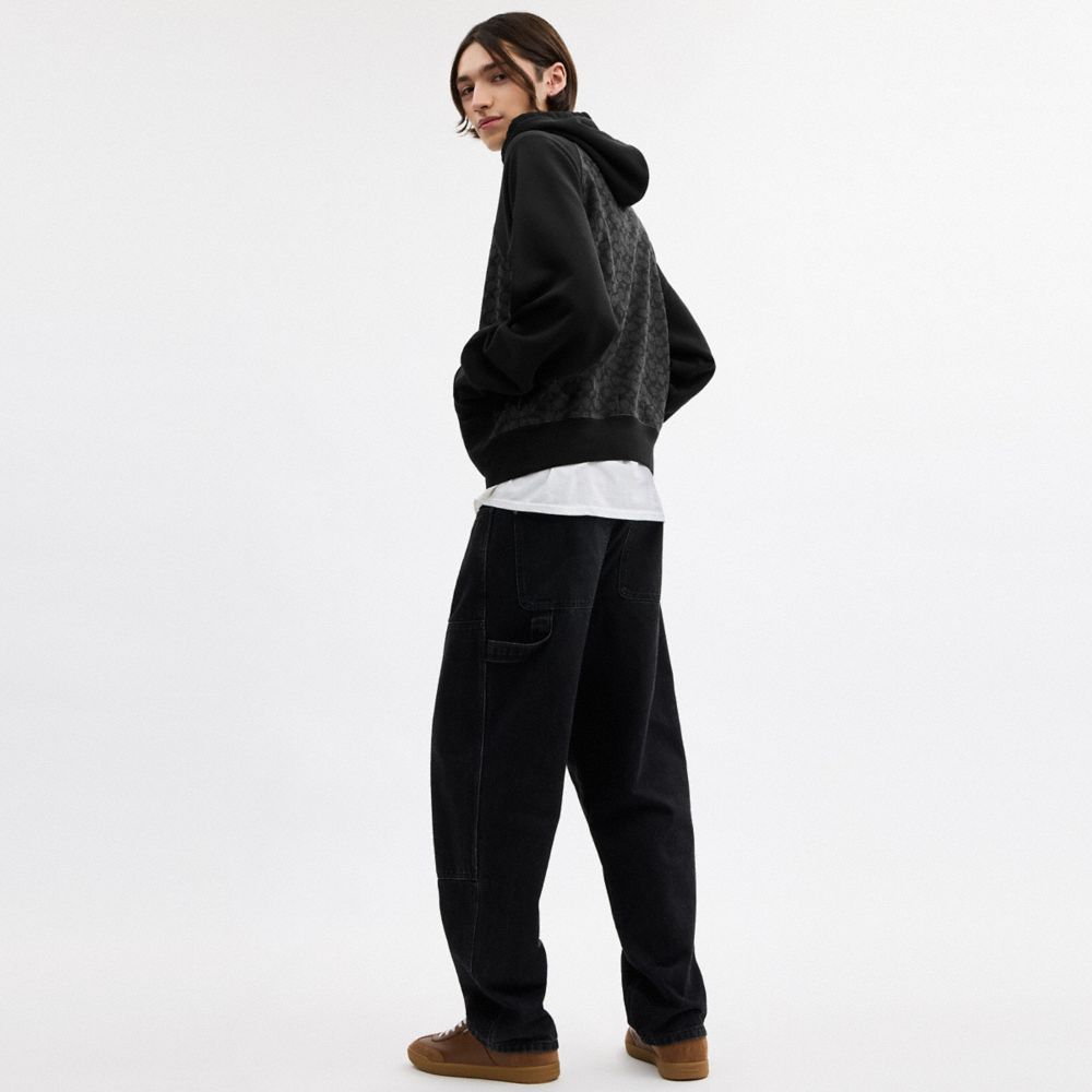 Coach Signature Hoodie In Organic Cotton Charcoal Signature