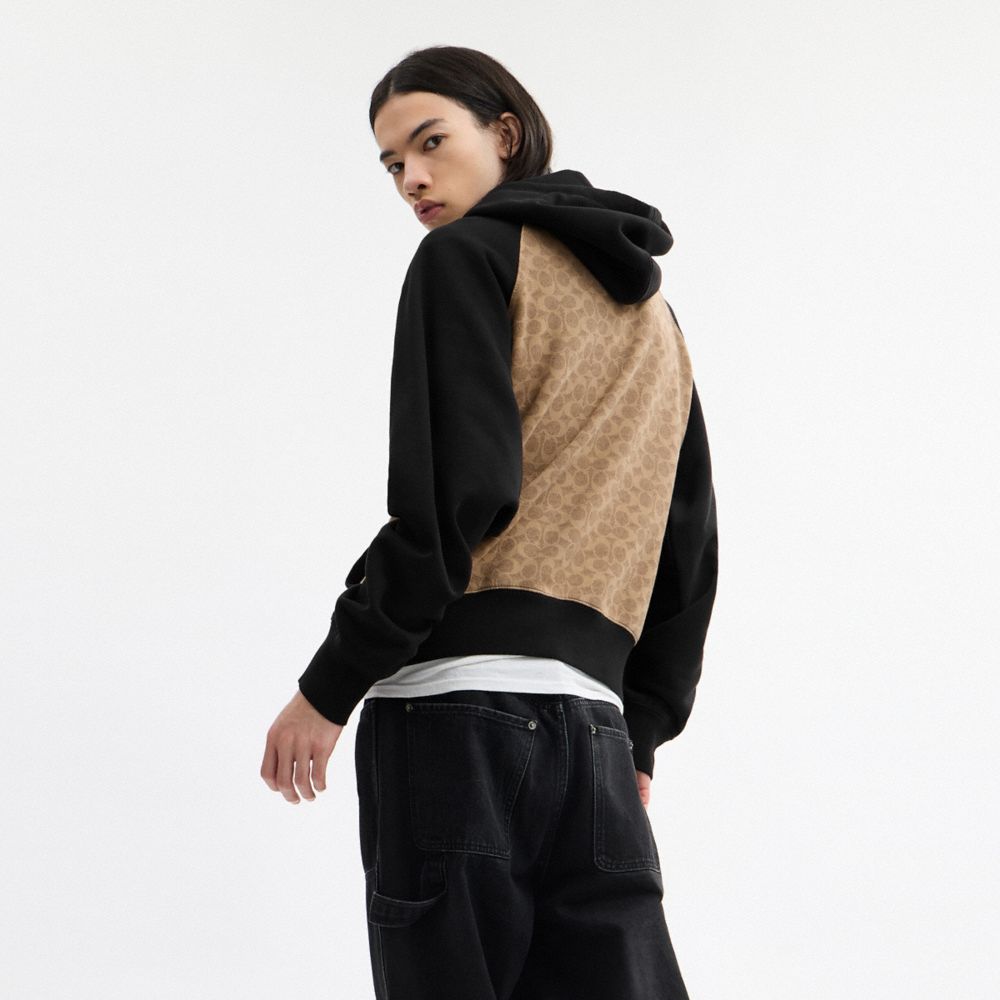 Coach Signature Hoodie In Organic Cotton Tan Signature