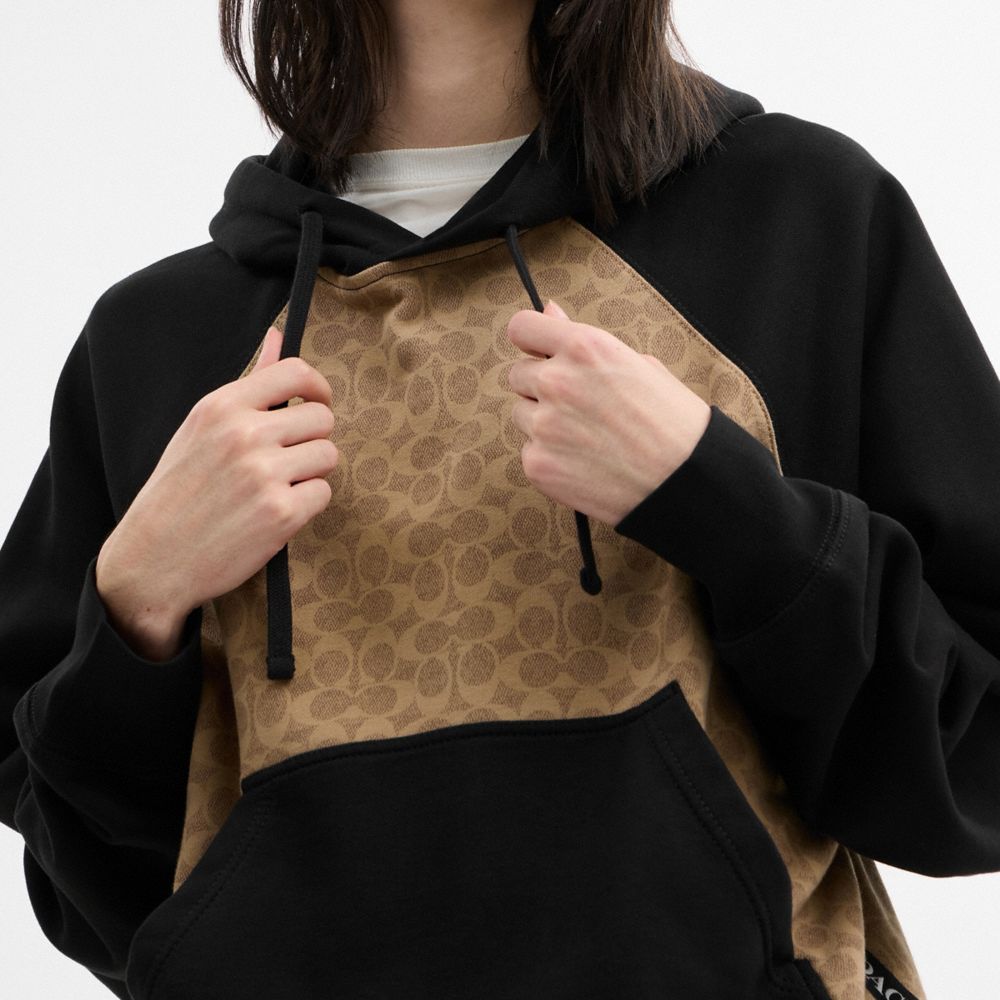 Coach Signature Hoodie In Organic Cotton Tan Signature